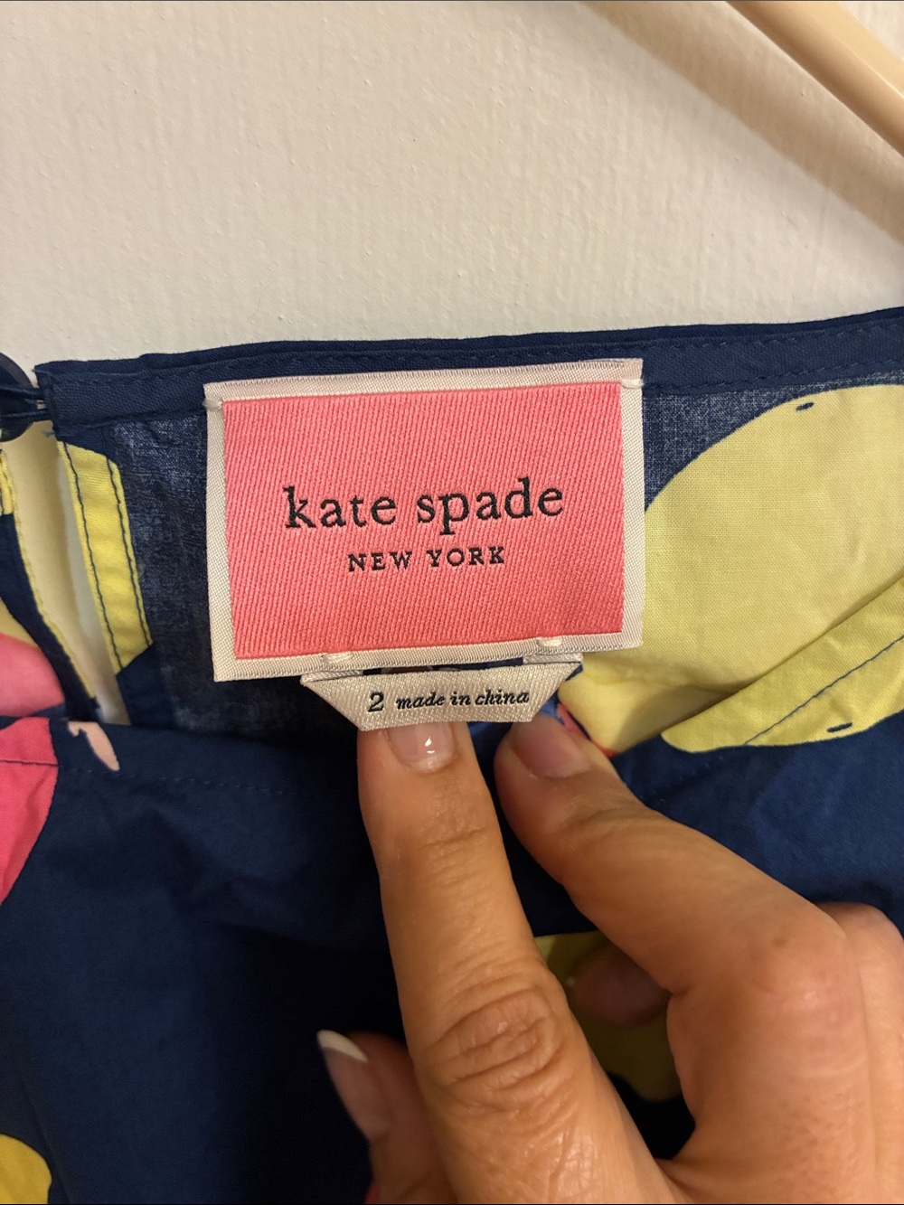 kate spade Navy Lemon-Print Smocked Waist Dress Sz 2-100% Cotton - Picture 6 of 11